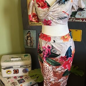 Floral Tropical Print Skirt